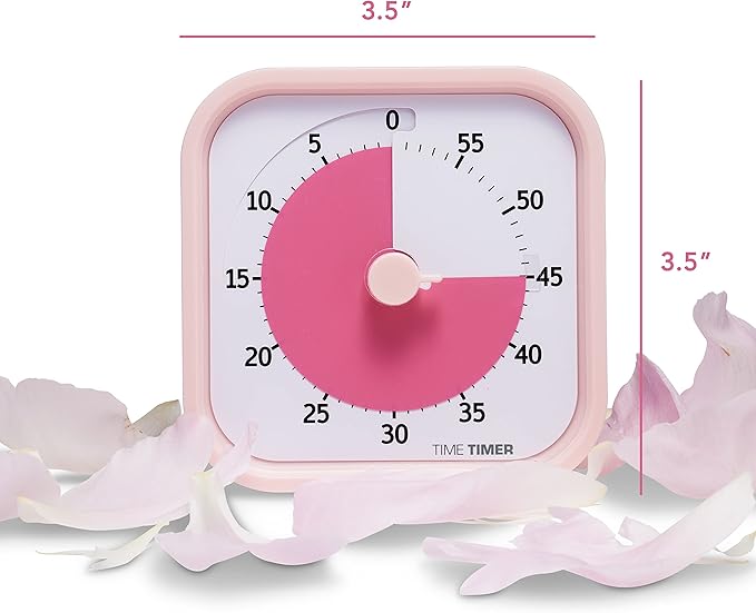TIME TIMER Home MOD - 60 Minute Kids Visual Timer Home Edition - for Homeschool Supplies Study Tool, Timer for Kids Desk, Office Desk and Meetings with Silent Operation (Peony Pink)-DeskLoop Office