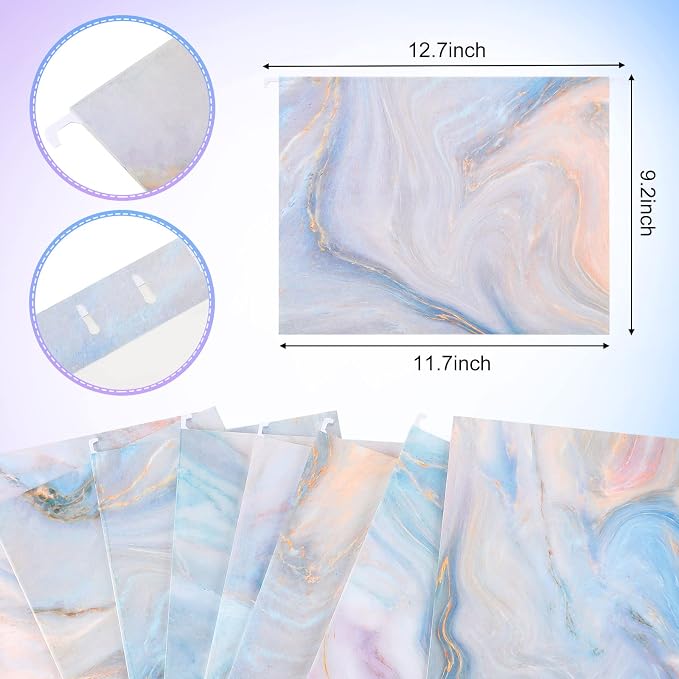 Estune 32 Pcs Marble Decorative Hanging File Folders Letter Size Cabinet File - Image 2