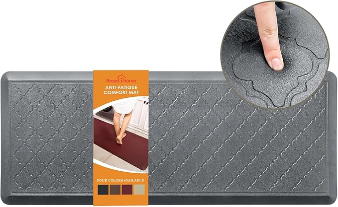 24 x 60 Inch Extra Support Anti Fatigue Comfort Kitchen Mat, Waterproof Long Kitchen Runner, Non-Slip Standing Desk Mat, Commercial Pads for Offices, Home, Garages (Barcelona Grey, 24'' x 60'')-DeskLoop Office