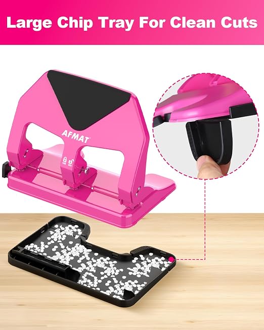 AFMAT 3 Hole Punch Heavy Duty, 50-Sheet Three Hole Punch, 50% Reduced Effort - Image 7