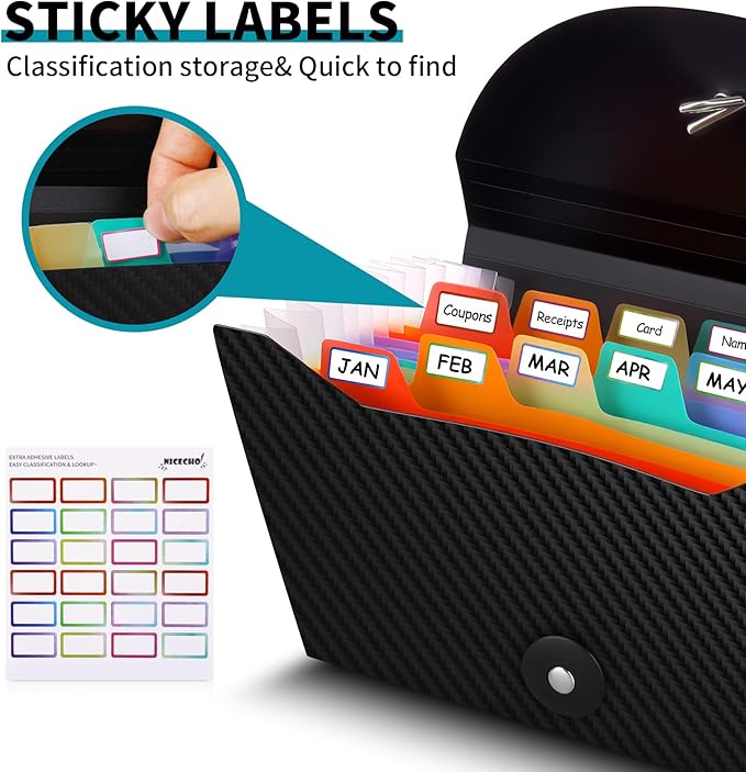 13 Pockets Receipt Coupon Organizer, 7X 4.5 Inches Small Accordion File - Image 2