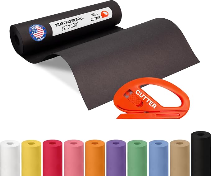 Black Kraft Paper Roll 12" x 1200" by IDLPackaging