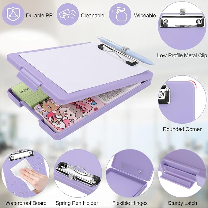 Meiikun Small Clipboard with Storage, A5 Clipboards with Pen Holder, Half - Image 5