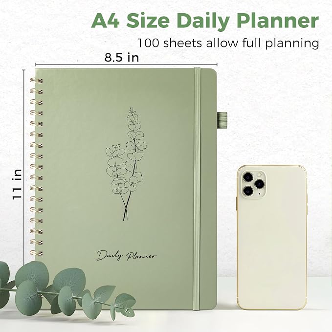 Oucaru Undated Daily Planner, A4 Size Spiral Notebook - Image 2