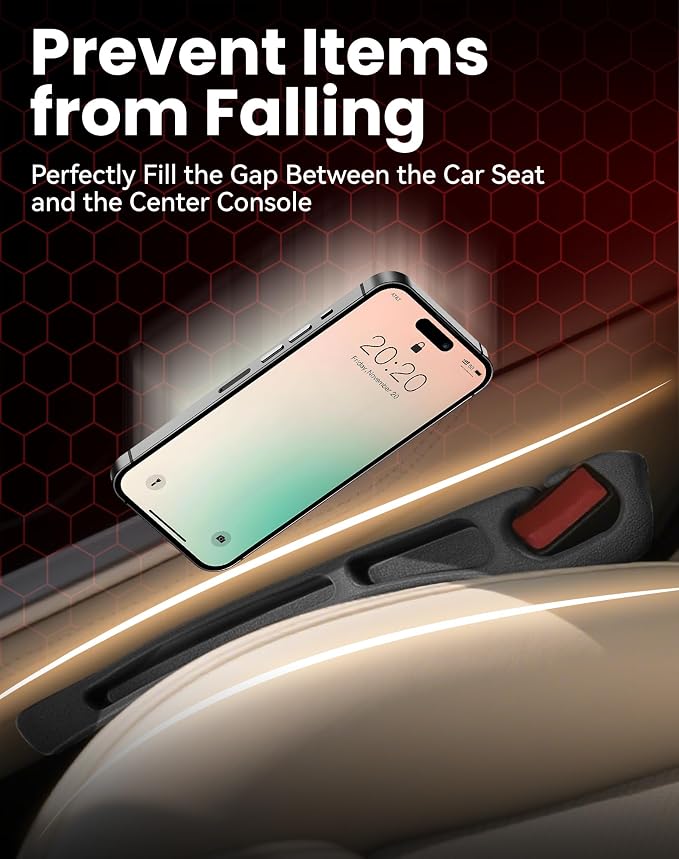 Seat Gap Filler with Storage, Universal Seat-Gap Filler, Double-Slot Organizer - Image 3