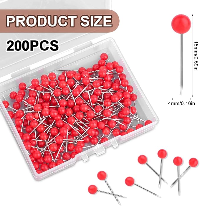 200pcs Map Push Pins, Round Head Travel Map Pins Small Thumb Tacks Marking - Image 2