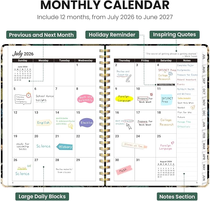 Planner 2026-2027, Hardcover Monthly and Weekly Academic Planner July 2026 - Image 2