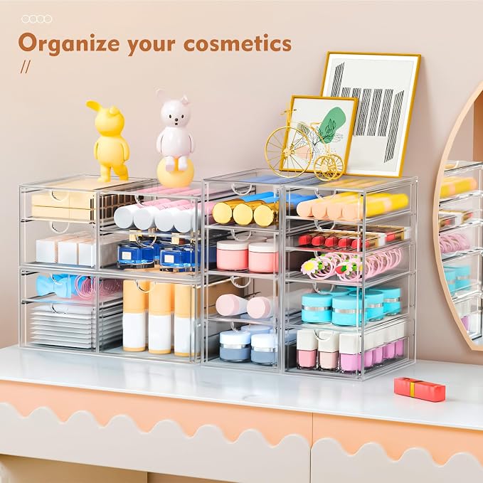 ARSTPEOE 22 Drawers, Acrylic Desk Makeup Organizer, Plastic Drawers Organizer - Image 4
