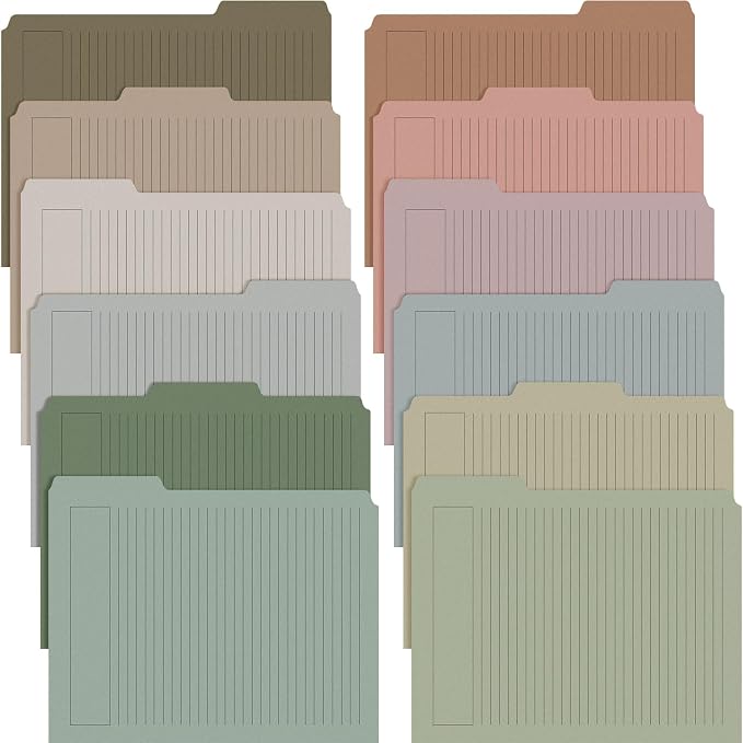 Cholemy 12 Pack Manila Lined Decorative File Folders, Letter Size, 1/3 Cut Tab by Cholemy