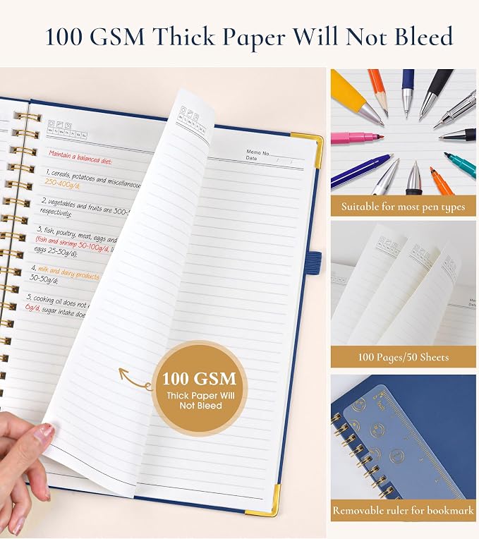 Hardcover Spiral Notebook Journal 8.5” x 11”, A4 Large Leather Notebooks - Image 5