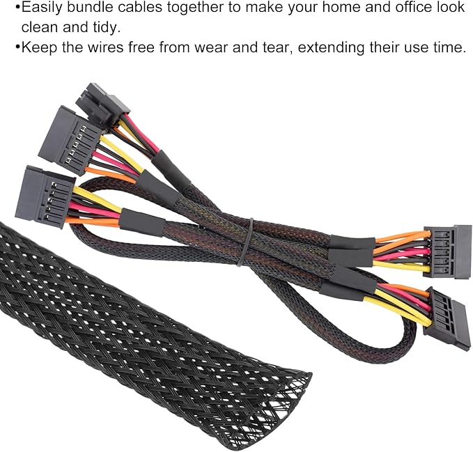 10ft PET Expandable Wire Loom 3/4 Inch, PET Braided Wire Sleeving Cable - Image 4