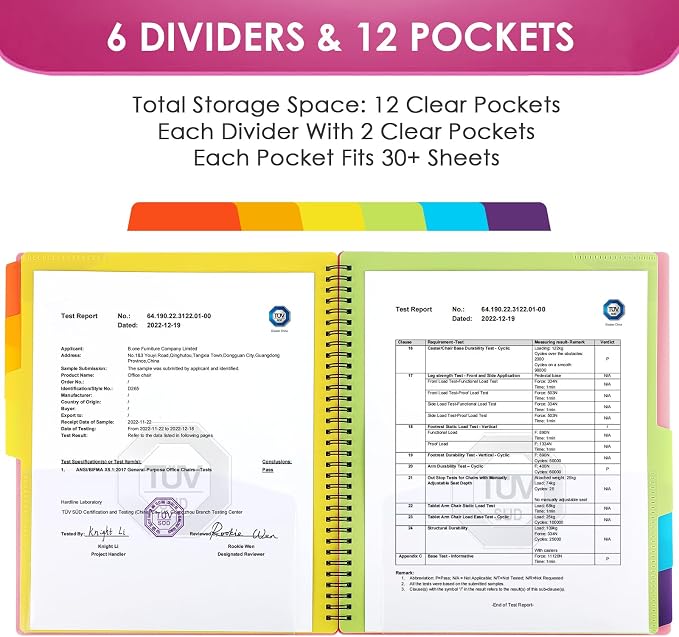 KTRIO 12 Pocket Project Organizer, Letter Size Spiral Binder, Letter Size Fit - Image 2