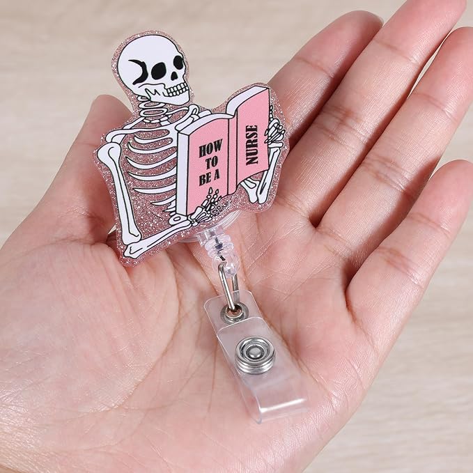 Funny Skeleton Nurse Badge Reel, How to BE A Nurse Fun Badge Holder - Image 3