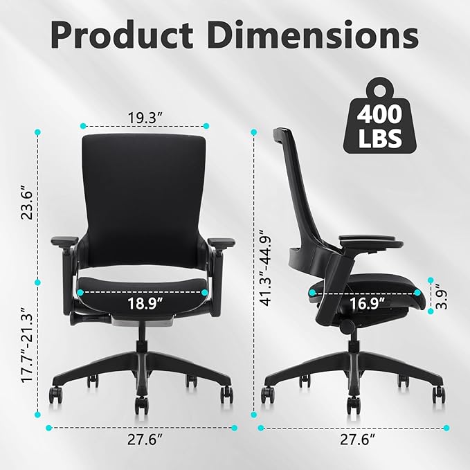 CLATINA Office Chair Swivel Executive Chair, Adjustable Ergonomic Computer Chair with 3D Armrest and Lumbar Support, Fabric Backrest Task Chair for Home Office Conference Room-DeskLoop Office