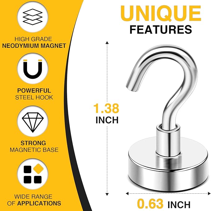 DIYMAG Magnetic Hooks, 30Lbs Strong Heavy Duty Cruise Magnet Hooks - Image 2
