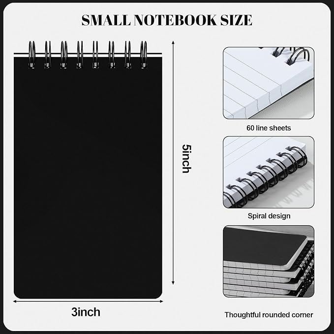 Thboxes 8 Pack Pocket Notebooks, 3 x 5 Spiral Notepads Mini Notebook 60 - Image 3
