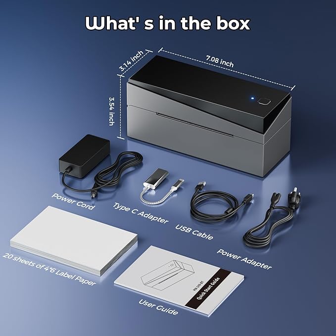Bluetooth Shipping Label Printer 4x6, 249BT Thermal Label Printer 4x6 for Small Business, Shipping Packages, Office, Home, Compatible with Android iPhone iPad Windows macOS Chrome USPS Etsy-DeskLoop Office