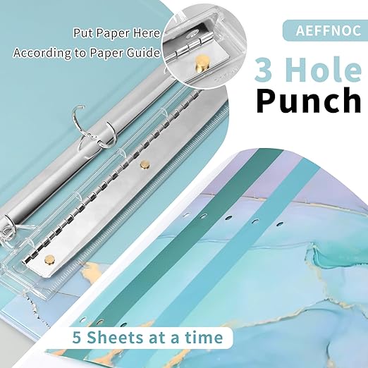 AEFFNOC 3 Hole Punch, Portable 3 Hole Puncher - Image 4