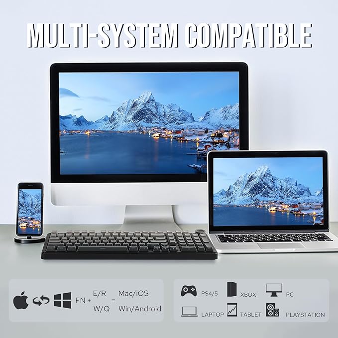 EPOMAKER X Aula F99 PRO Wireless Gaming Keyboard with 8000mAh Battery, Hot Swappable Creamy Keyboard, 2.4GHz/Type-C/BT5.0, NKRO, RGB Backlit for Win/Mac/Gaming (Black Gradient)-DeskLoop Office