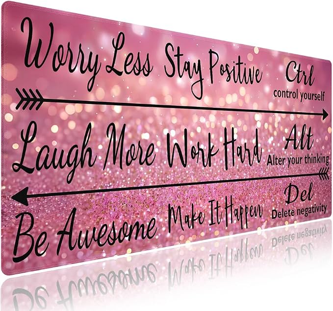 Stay Positive Work Hard with Arrows Large Mouse Pad, Motivational, 31.5" x 11.8" by Wknoon
