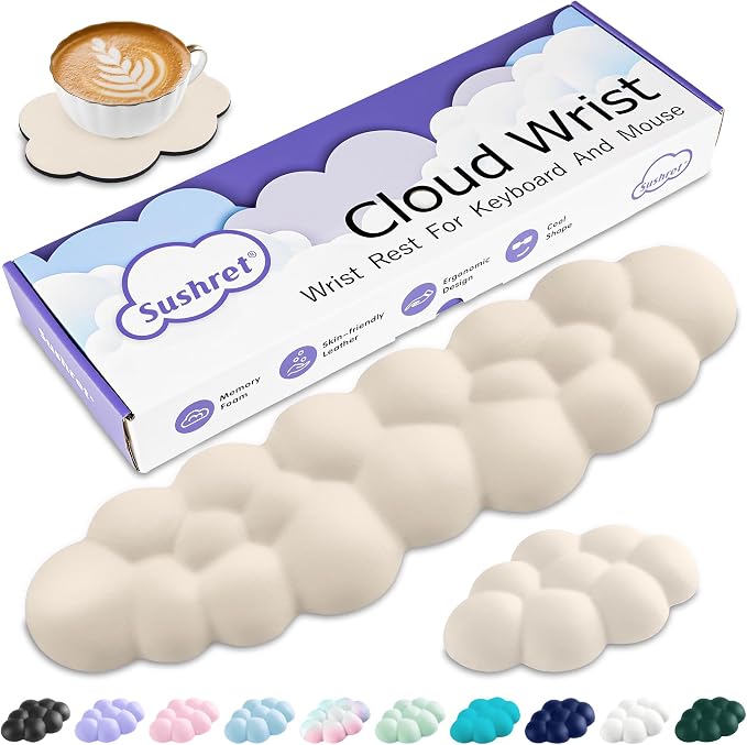 Sushret Cloud Wrist Rest Keyboard, Cloud Keyboard Wrist Pad Set by Sushret