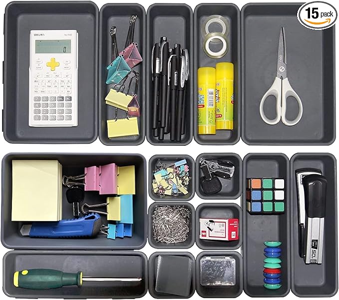 Kutesna 15 PCS Interlocking Desk Drawer Organizer Separator by Kutesna