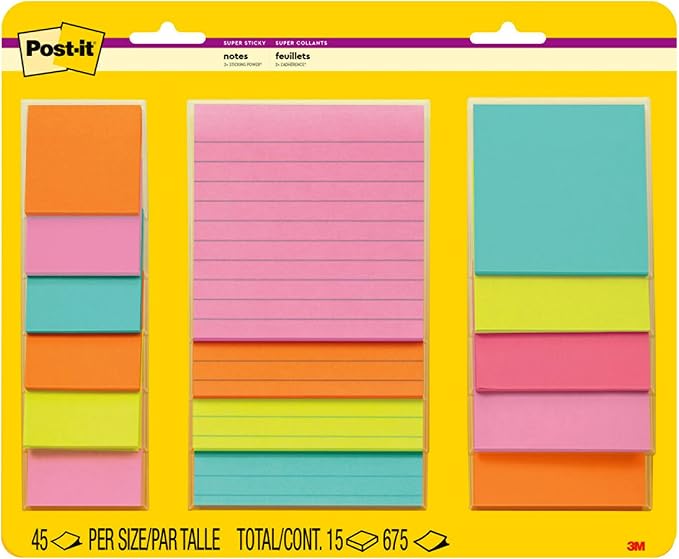 Post-it Super Sticky Notes, 15 Pads, 2X The Sticking Power, Supernova Neons by Post-it%C2%AE