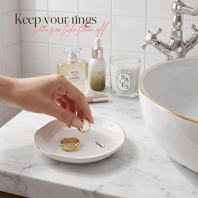 Ceramic Jewelry Tray, Personalized Initial Jewelry Dish - Image 5