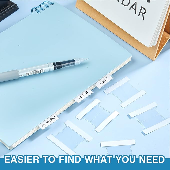 Gueevin Insertable Self Adhesive Tabs with Printable Inserts, 1 Inch Clear Index Tabs, 100 Pieces-DeskLoop Office