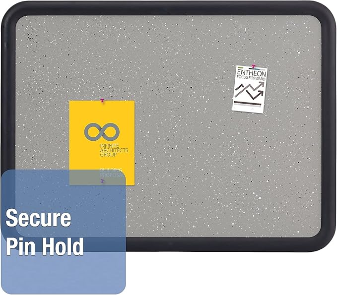 Quartet Bulletin Board, 2 x 3 Feet, Contour, Granite-Colored Surface with Black Plastic Frame (699370)-DeskLoop Office