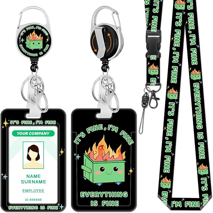 Hancynir Lanyards for Id Badges, Dumpster on Fire Badge Holder by Hancynir