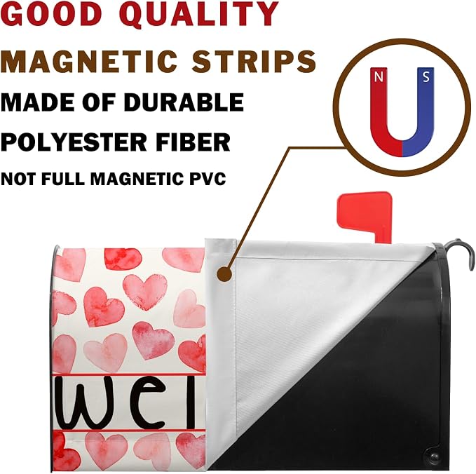 Welcome Valentines Mailbox Cover Magnetic Standard Size 21 x 18 Inch Valentine - Image 8