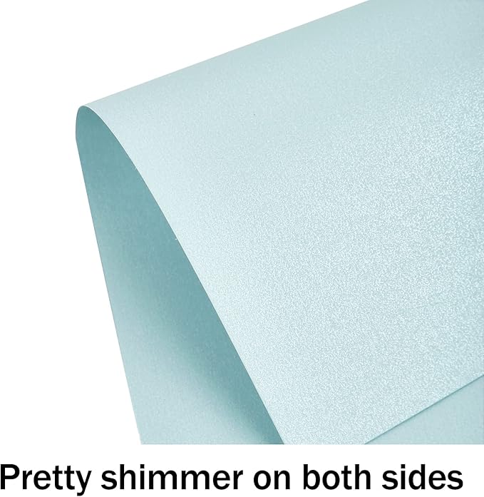 100 Sheets Blue Shimmer Cardstock 8.5 x 11 Metallic Paper, Goefun 80lb Card Stock Printer Paper for Invitations, Weddings, Parties, Showers-DeskLoop Office