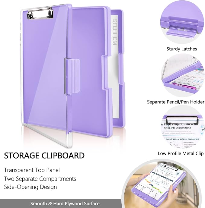 SFLHHDM Clipboard with Storage, Heavy Duty Clip Boards 8.5x11 with 2 Storage - Image 4