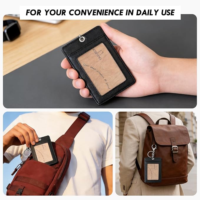 Boshiho Vertical Style Leather ID Card Badge Holder - Image 3
