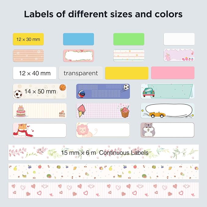SUPVAN E10 & E11 Label Maker Tape, 0.59in × 19.7ft Genuine Continuous Laminated - Image 4