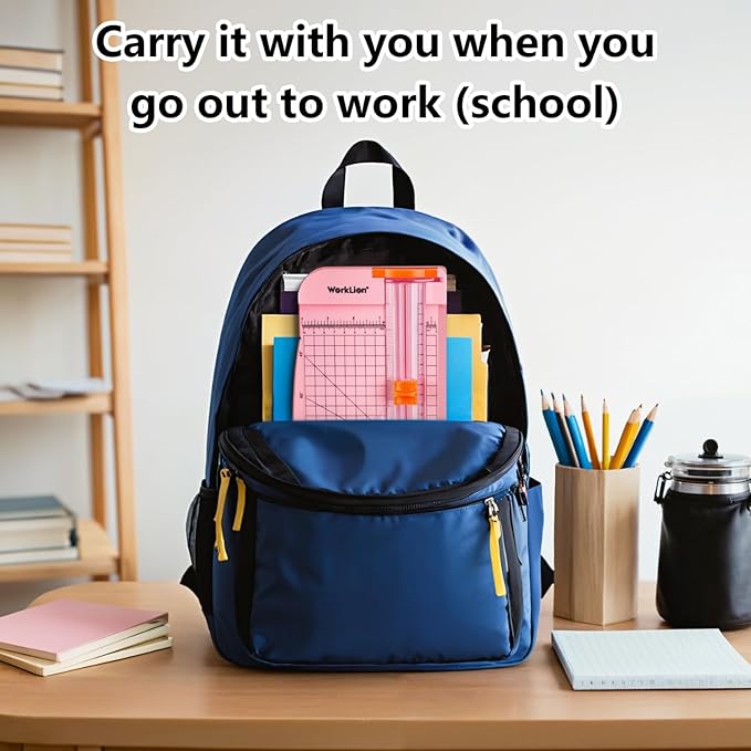 WORKLION Straight Paper Cutter For crafting – Pink 12 Inch Paper Trimmer With Security Safeguard and Side Ruler, Perfect for Cardstock, Coupon,Photos and Crafting Paper.-DeskLoop Office