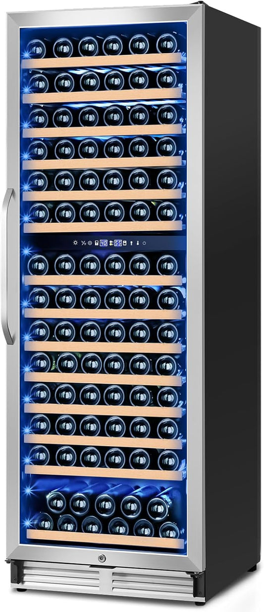 24 Inch Wine Fridge,180 Bottles Dual Zone Wine Cooler Refrigerator, Built-in or Freestanding Wine Refrigerator with Glass Door and Safety Lock, Low Noise, Large Wine Cellar for Home, Office, Kitchen-DeskLoop Office