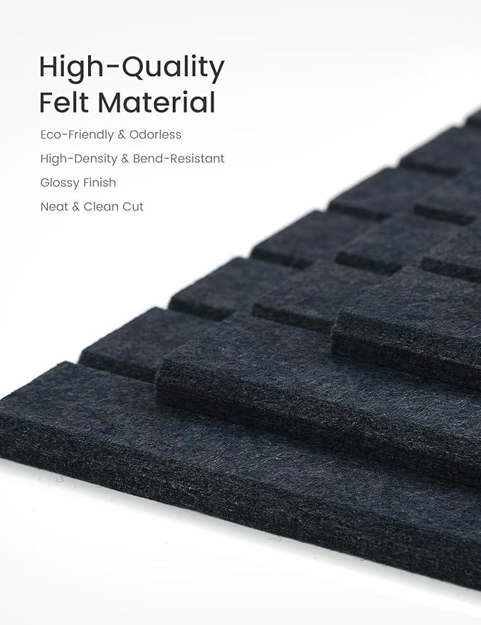 Bumusty Large Cork Board Alternative-47 x35 Felt Bulletin Board, with 30 Pushpins, 70 Adhesive Tabs, 12-Pack Slat Wall Paneling, Cork Boards for Office Push Pin Board Felt Board-Deep Charcoal Blue