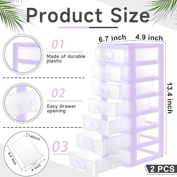 Thyle 2 Pcs Plastic Drawers Organizer Mini Organizer Stackable Plastic Clear - Image 3