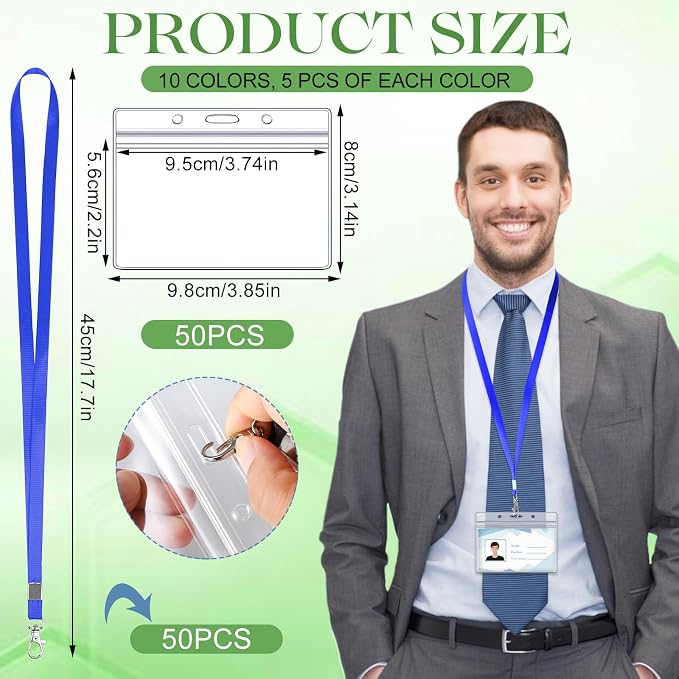 50 Pack Name Tag Lanyards with Id Holder - Image 2