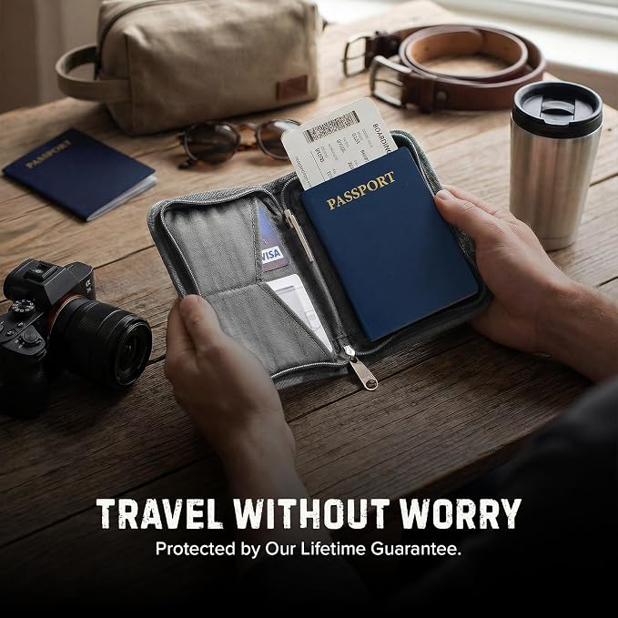 Zero Grid RFID Passport Holder & Travel Wallet, Zippered Wallet - Image 5