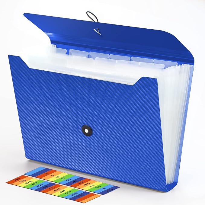 Expanding File Folder, 13 Pockets Accordian File Holder Organizer, A4 Letter by Nicecho