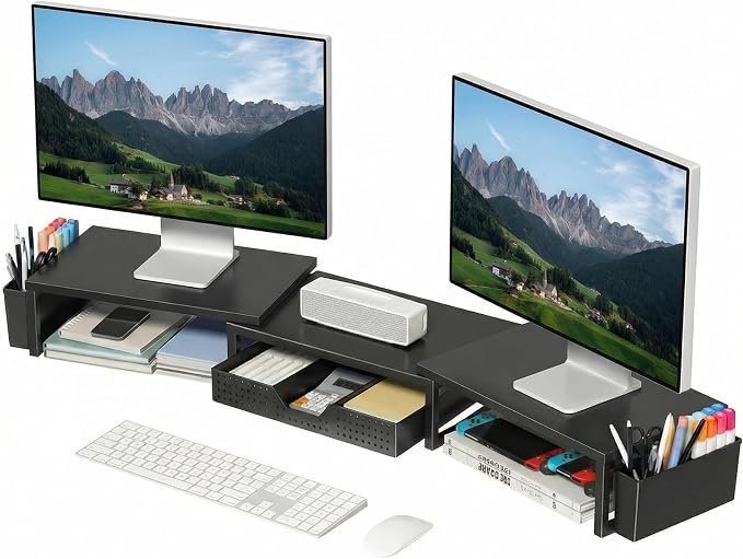 OPNICE Desk Organizers and Accessories, Dual Monitor Stand Riser by OPNICE