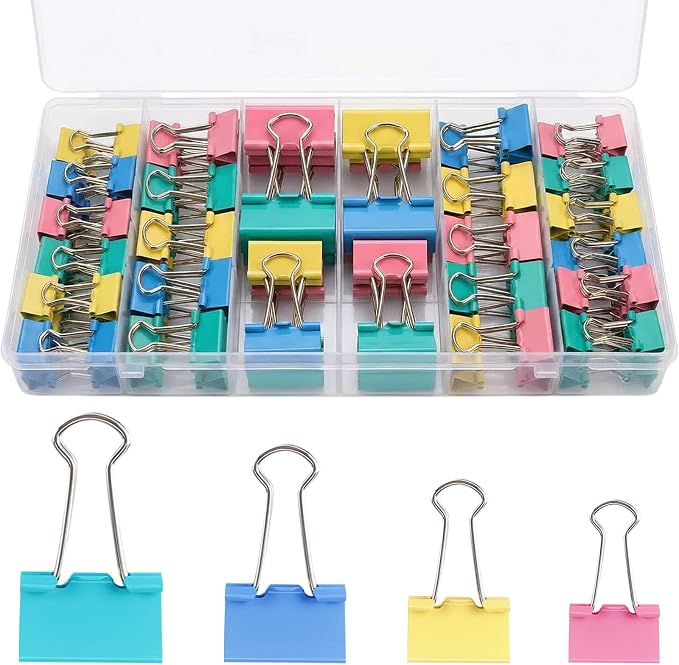 Binder Clips Assorted Sizes, 4 Sizes Cute Binder Clips Large Medium Binder Clip by Unknown