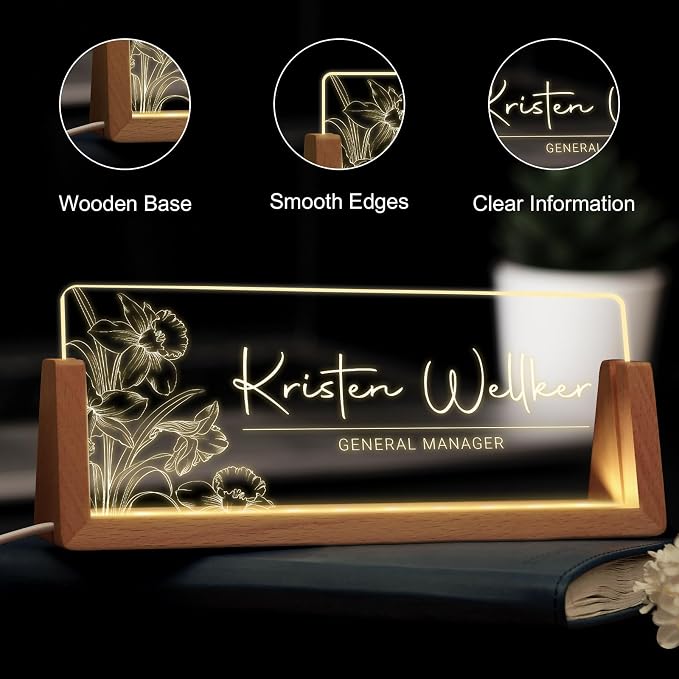 Custom Name Plate for Desk, Personalized Light Up Acrylic Desk Name Plate - Image 4