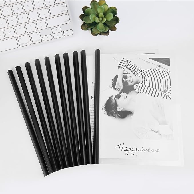 10 Sliding Bar Report Covers A4 Letter Holds 70 Sheets Black | Sliding Bar - Image 6
