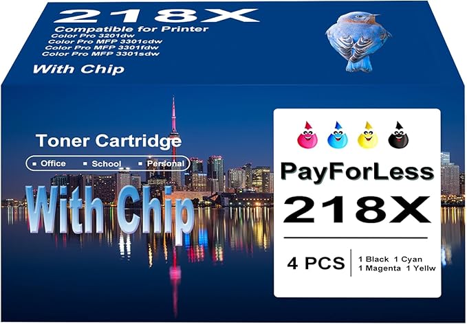 218X Toner Cartridges 4 Pack 3301fdw with Chip Compatible for HP 218X 218A High Yield Works with Color Laserjet Pro 3201dw MFP 3301 Series 3301fdw 3301sdw 3301cdw W2180X W2180A Printer-DeskLoop Office