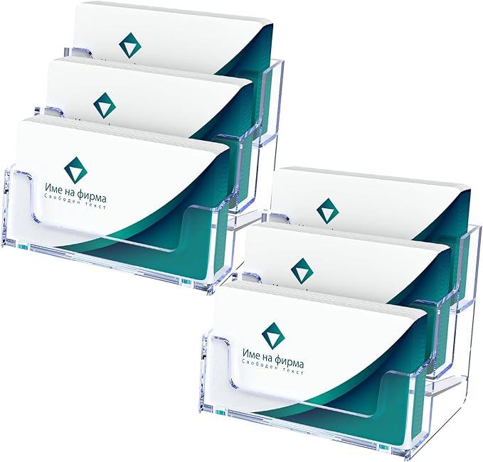 Acrylic Business Card Holder for Desk, Clear Plastic Business Card Stand with 3 Tier, Multiple Business Display Holder for Exhibition, Office and Hotel, 2 Pack-DeskLoop Office