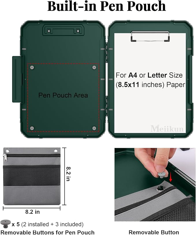 Meiikun Clipboard with Storage, Rugged Shockproof Protective, Internal Pen - Image 3